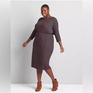 Boatneck Sheath Dress With Button Detail